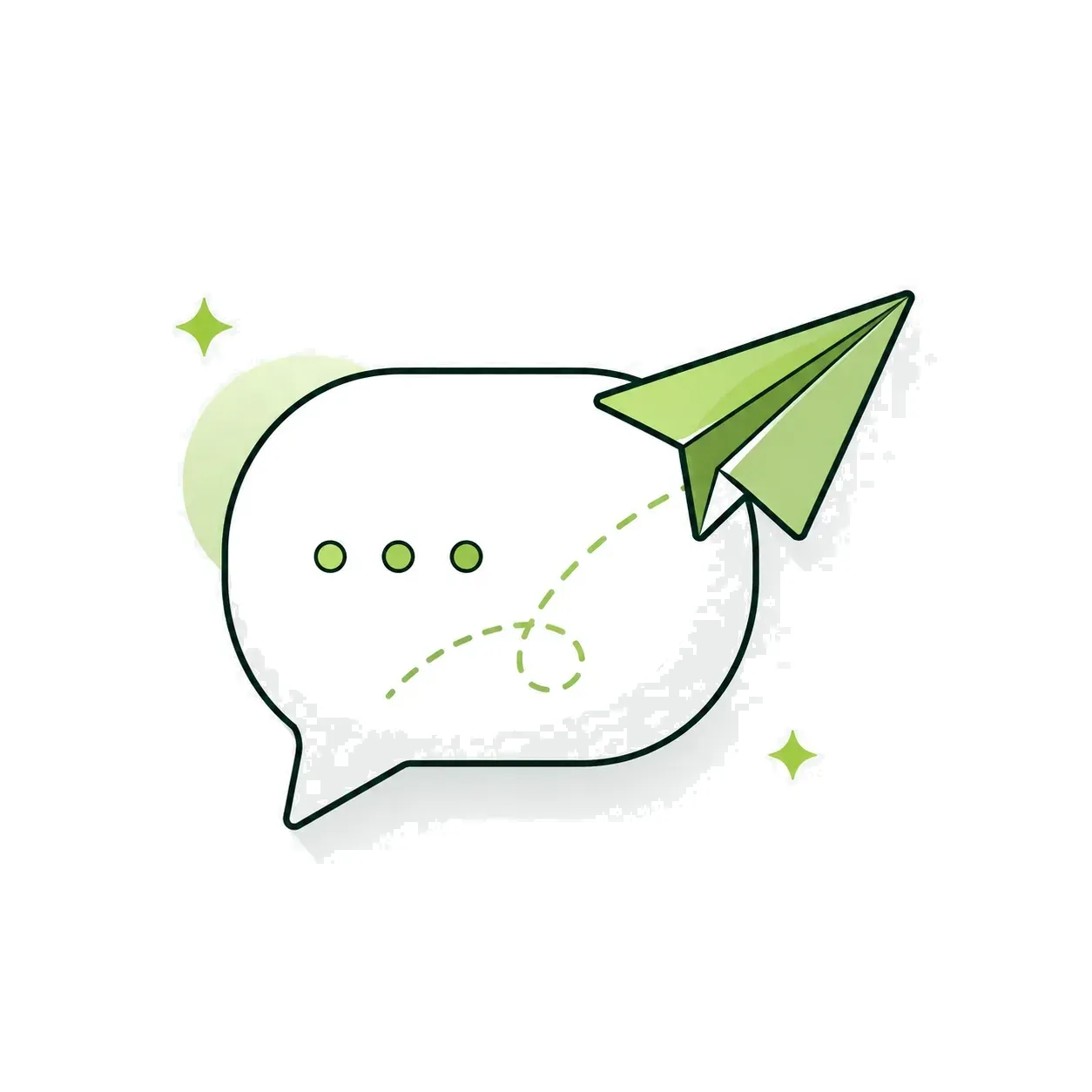 問い合わせの吹き出しと紙飛行機のイラスト