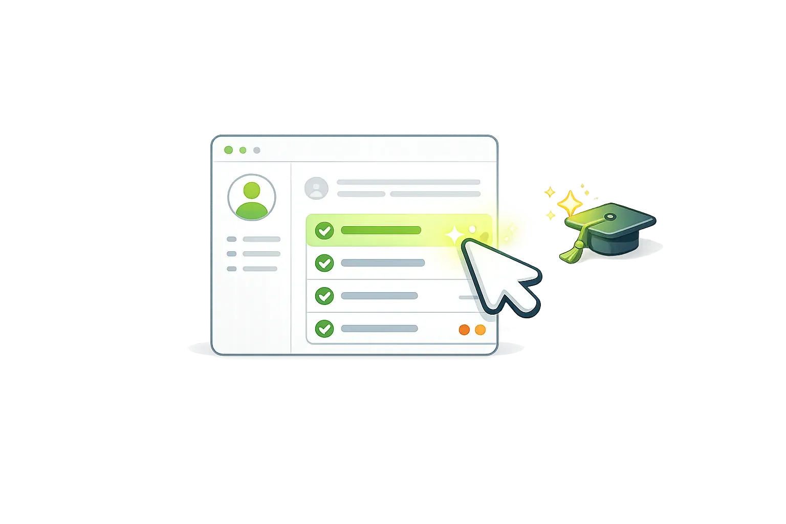 カーソルが画面の使い方を案内するイラスト